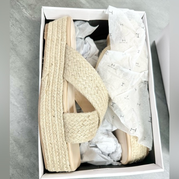 Halston Network Natural Braided Slip On Wedge Espadrille Sandal - Picture 6 of 7